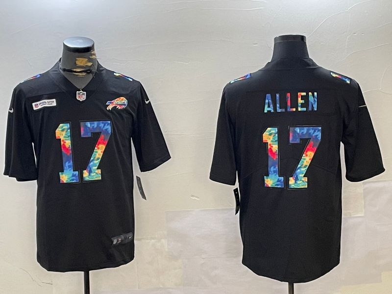 Men Buffalo Bills #17 Allen Black Rainbow 2024 Nike Limited NFL Jersey style 2